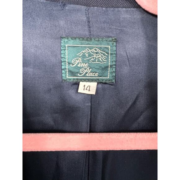 Vintage Pine Place 100% Wool Suit Jacket Blazer Womens Size 14 Blue USA Made - Picture 3 of 8